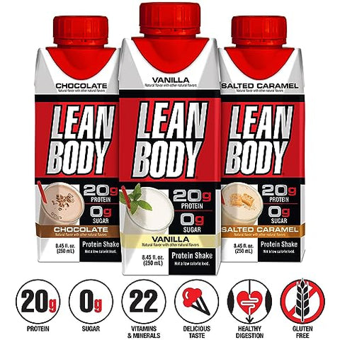 Lean Body Triple Taster Pack | Shake Proteico de Whey Blend On-The-Go, Zero Açúcar, Sem Glúten, Enriquecido com 22 Vitaminas Marca Labrada - Labrada