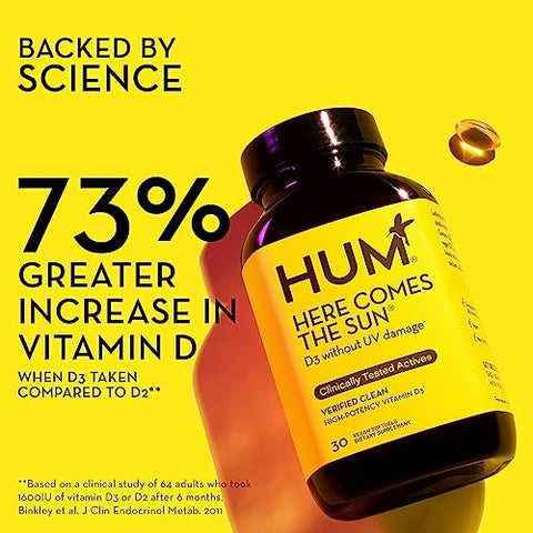 Aqui Vem o Sol: Suplemento Imune com Vitamina D | 60 cápsulas | 1000 UI de Vitamina D3 | 30 g - HUM