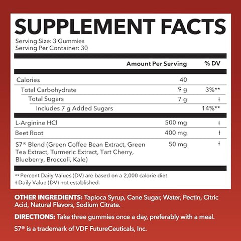 HAVASU NUTRITION - Gomas de Óxido Nítrico para Homens e Mulheres – Suplementos de Óxido Nítrico com L-Arginina e Beterraba – Sabor Maçã Verde e Canela – 90 Veganas, Livres de Glúten e