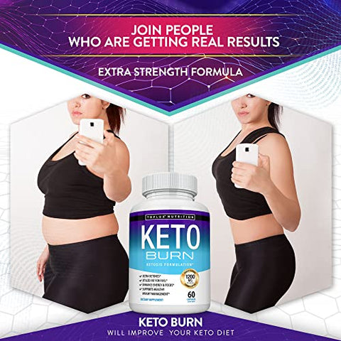 Toplux - Keto Burn Pills Ketosis – 1200 Mg Ultra Avançado Natural Cetogênico Usando Dieta de Cetona Suporte Energia Foco Homens Mulheres 60 Cápsulas