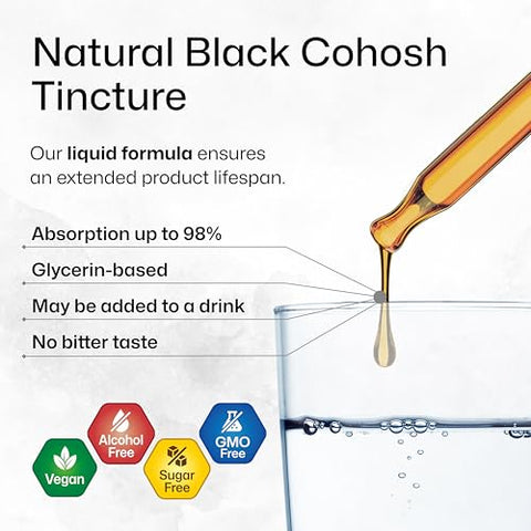 BIO KRAUTER - Tintura de Raiz de Cohosh Preto – Suporte para Mulheres com Suplementos Veganos de Cohosh Preto – Extrato Líquido de Cohosh Preto – Tintura de Cohosh Preto 118 ml – Livre de Álcool e Açúcar