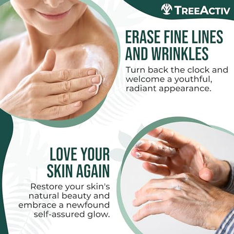 Tratamento Reparador para Pele Enrugada, 2-Pack, Creme Firmador para Rosto e Pescoço, Loção Firmadora e Tonificante com Ácido Hialurônico, Tratamento para Pele Enrugada para Hidratar Pele Seca - TreeActiv
