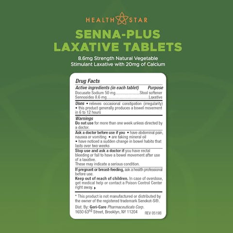 Health Star - Senna Plus Laxante Natural – Alívio Digestivo e Regularidade Intestinal | 30 comprimidos