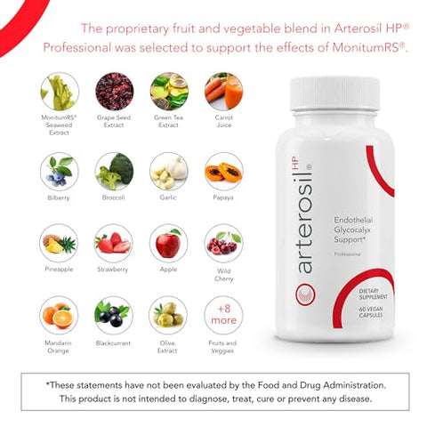 Calroy Health Sciences - Arterosil HP Professional – Suporte ao Glicocálix Endotelial – Saúde do Coração – Saúde das Artérias – Suporte à Circulação – MonitumRS® Sulfato de Rhamnan – Monostroma Nitidum