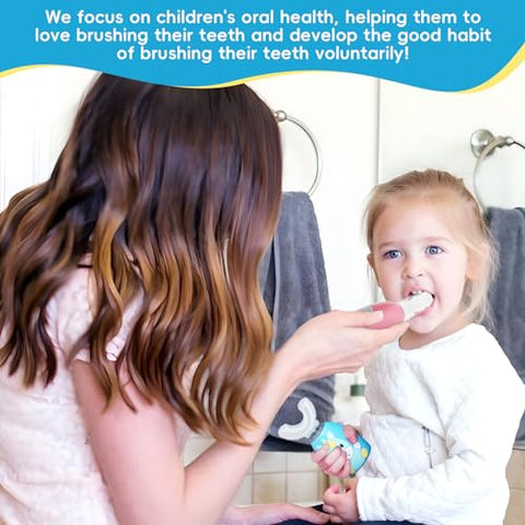 WKSHUNLI - Escova de Dentes Elétrica Infantil, U Shaped com 4 Cabeças de Escova, Ultrassônica Automática com 2 Modos para Idade de 2-12 Anos, Escova de Dentes Completa à Prova d’Água IPX7