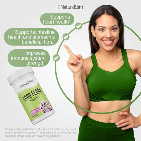 Good Flora – Probióticos para Saúde Digestiva, Flora Intestinal e Suporte Imunológico com Lactobacillus Acidophilus Probiótico | 7 Poderosas Cepas Probióticas | Livre de Glúten - NaturalSlim