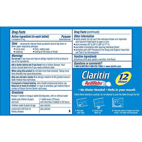 RediTabs Indoor Não Sonolento – Alívio Rápido – 24 Comprimidos - Claritin