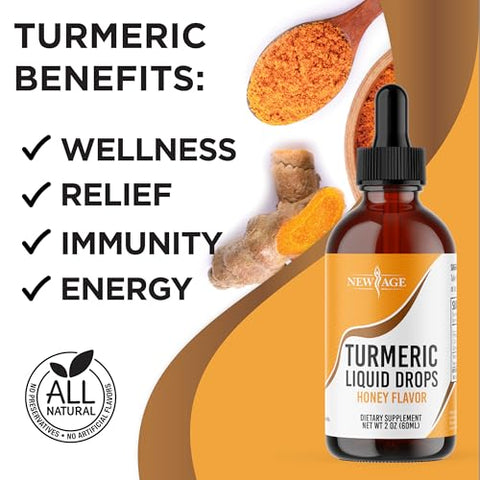 NEW AGE - Gotas Líquidas de Cúrcuma Curcumina – Articulações Naturais – 30ml