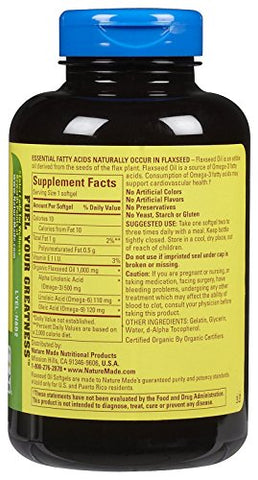 Óleo de Linhaça Nature Made 1.000 mg Softgels, 180 un