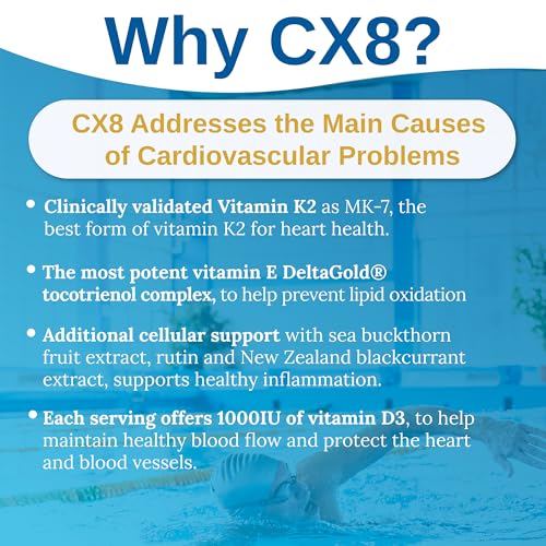 CX8 – Suplemento para Saúde do Coração com Vitamina K2, Espinheiro Marítimo e Vitamina D – Fórmula de Alta Potência para Suporte Cardiovascular Ótimo - Xtendlife