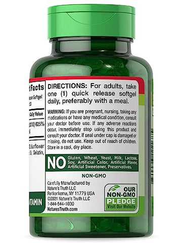 Nature's Truth - Nature’s Truth Vitamina D3 5000 UI (125 mcg) | 300 Softgels | Alta Potência | Livre de OGM e Glúten | Marca Nature’s Truth