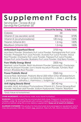 Suco SkinnyFit Beauty, Pó Superfood Vermelho, Sabor Açaí – Antienvelhecimento, Auxilia na Digestão, Ajuda a Melhorar o Humor | SkinnyFit Beauty Juice