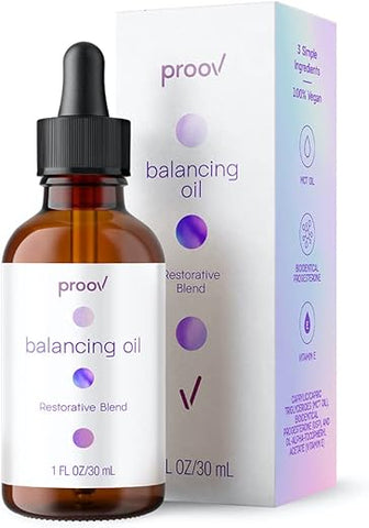 Óleo Proov Equilibrante para Rosto e Corpo com 2500 mg de Progesterona Natural Bio-Idêntica USP, Óleo de TCM e Vitamina E l Hidratante Vegano para Cuidados com a Pele Feminina | 30mL