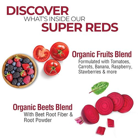 Super Reds: Energizante Superfood de Polifenóis, Mais de 40 Frutas e Bagas Super Poderosas, Antioxidantes e Polifenóis Potentes, Suporta Energia e Circulação, 40g - COUNTRY FARMS