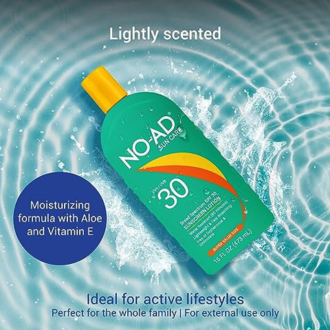 Protetor Solar NO-AD FPS 30 | Proteção UVA/UVB de Amplo Espectro | Resistente à Água | Octinoxate | 120 ml