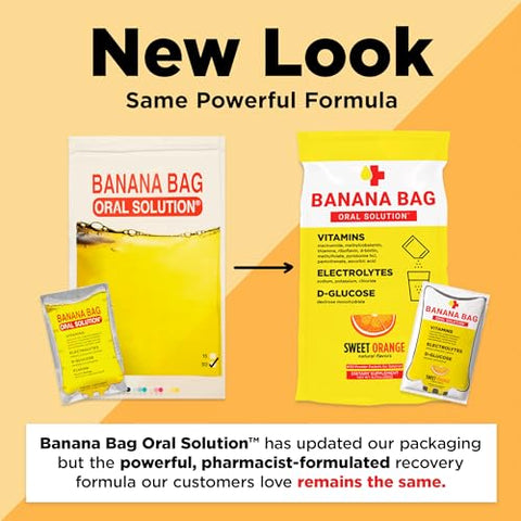 Banana Bag Oral Solution - Banana Bag Solução Oral: Fórmula de Recuperação Sabor Laranja Doce (15-Pack) – Farmacêutico Formulado – 100% Natural