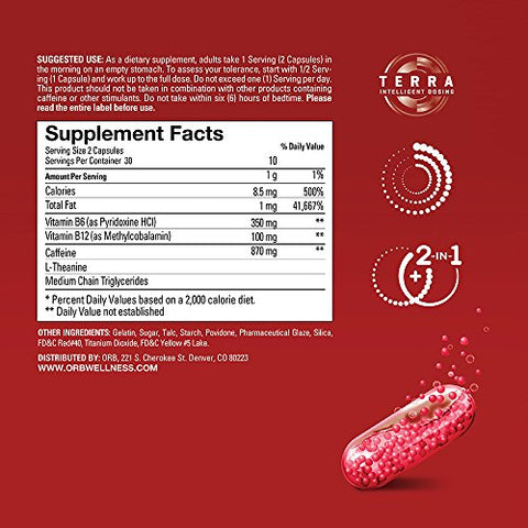 ORB Wellness - ORB Smooth Energy Complex – Fórmula Energética de Óleo MCT para Absorção Mais Fácil | Proporciona Energia Suave Sustentada, Suporta um Estado Mental Alerta, Beadlets de Liberação Gradual para