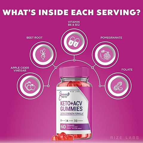 rize labs - Gummies de Verão Keto ACV – Perda de Peso – Gummies de Verão – Gummies Keto ACV – Dieta para Queimar Gordura da Barriga – Avaliações de Gummies AC – Gomitas Vegan – Fórmula Avançada (60 Gummies)