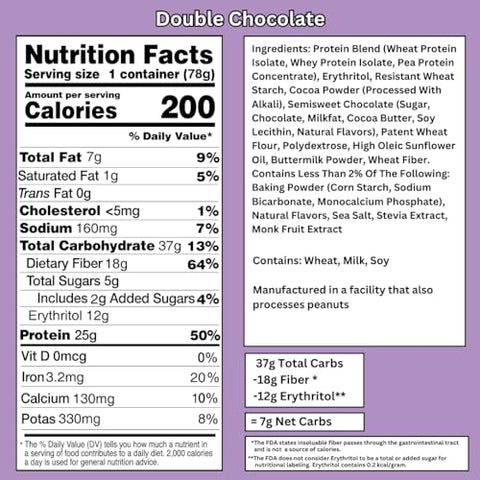 Muffin de Alta Proteína | 25g Proteína, 7g Carboidratos Líquidos, 65-81g Copo, 12-Pack (Chocolate Duplo) - Bootylicious