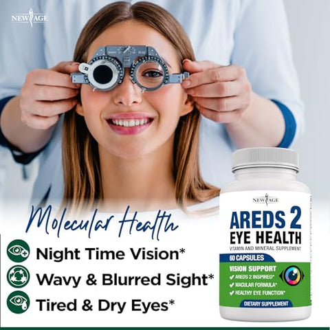 Vitamina para os Olhos Bilberry NEW AGE AREDS 2 – Fórmula Avançada – Marca Líder em Saúde Ocular