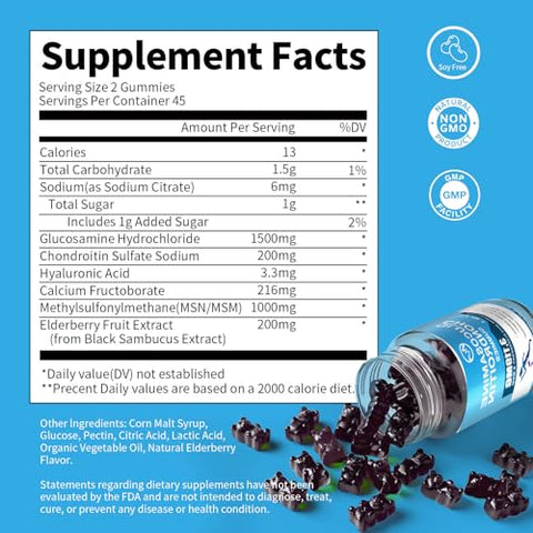 M inch - Gummies de Glucosamina e Condroitina, 1500mg Glucosamina