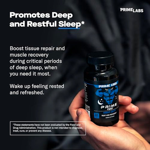 Prime Test Night Duty: Aumentador de Testosterona Noturno para Potência Máxima - Prime Labs