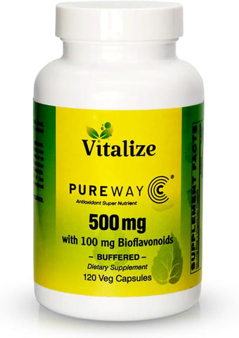 PUREWAY-C 500 MG BUFFERED | Suplemento de Vitamina C | Suporta Cicatrização de Feridas e Sistema Imunológico | Ácido Ascórbico Vitamina C | Absorção Celular Eficiente | Cada Frasco - Vitalize