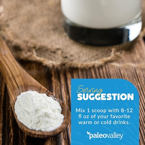 Proteína em Pó de Caldo de Osso 100%% Alimentado com Grama – Baunilha – Rico em Colágeno para Cabelo, Pele, Saúde Intestinal, Suporte Ósseo e Articular – 28 Porções - Paleovalley