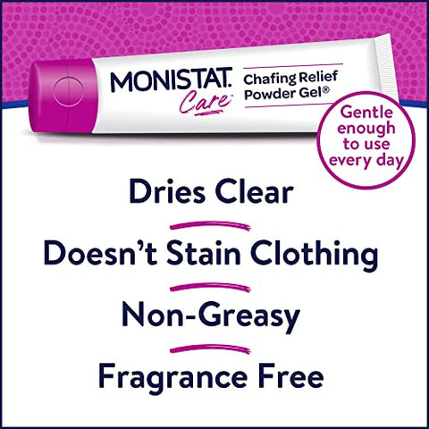 Gel em Pó para Alívio de Assaduras, Proteção Antifricção, Gel sem Fragrância, 1,5 Oz, 4 Pacotes - Monistat