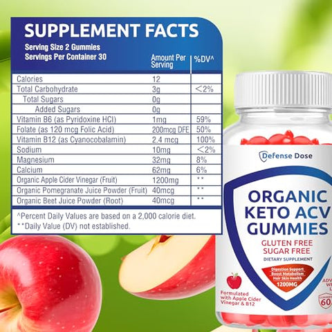 Defense Dose - Gummy Orgânico Keto ACV Avançado para Perda de Peso – Sem Glúten  | 100g