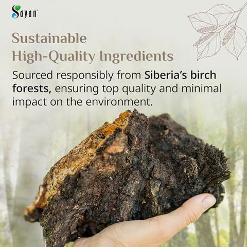 Siberian – Pó de Chaga Cru Puro 226g – Chá Antioxidante Premium – Reforça o Sistema Imunológico e a Saúde Digestiva – Foco, Energia - Sayan