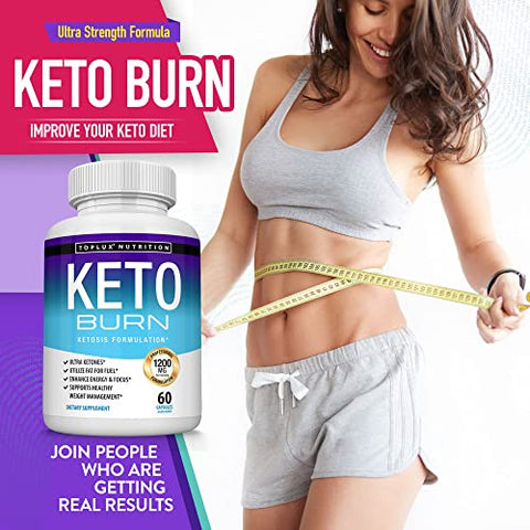 Toplux - Keto Burn Pills Ketosis – 1200 Mg Ultra Avançado Natural Cetogênico Usando Dieta de Cetona Suporte Energia Foco Homens Mulheres 60 Cápsulas
