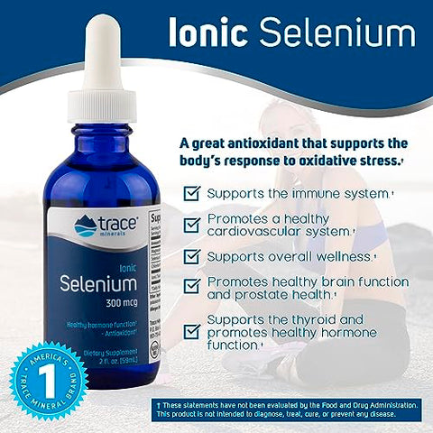 Líquido Iônico de Selênio 300 mcg | Antioxidante, Suporte à Imunidade, Saúde da Tireoide | Vegano, Sem Glúten, Não-OGM | 60 ml (2 pacotes), 96 porções - Trace Minerals