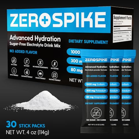 Zerospike - Pacotes de Pó de Eletrólitos Sem Açúcar | Keto  | 100g