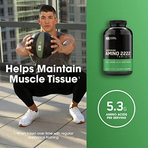 Amino 2222 Tablets: Aminoácidos Essenciais Completos, EAAs, 160 Comprimidos - Optimum Nutrition