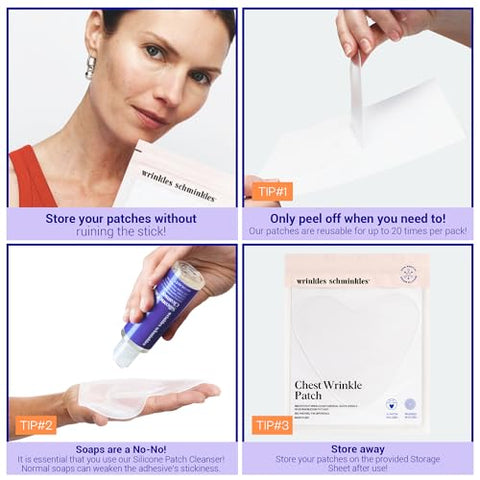 Patches de Silicone Reutilizáveis Wrinkles Schminkles para Rugas no Peito – Suaviza e Hidrata a Pele do Decote – 100% Eficaz