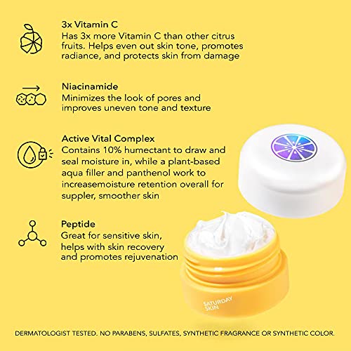 Creme para os Olhos Yuzu Vitamina C Iluminador Amplo Creme Coreano para Olheiras, Rugas e Olhos Inchados – Niacinamida, Cafeína – Hidratação, Anti-Envelhecimento [Brand Name] - Saturday Skin