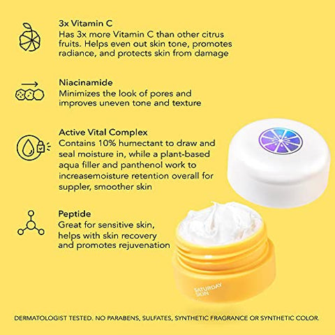 Creme para os Olhos Yuzu Vitamina C Iluminador Amplo Creme Coreano para Olheiras, Rugas e Olhos Inchados – Niacinamida, Cafeína – Hidratação, Anti-Envelhecimento [Brand Name] - Saturday Skin