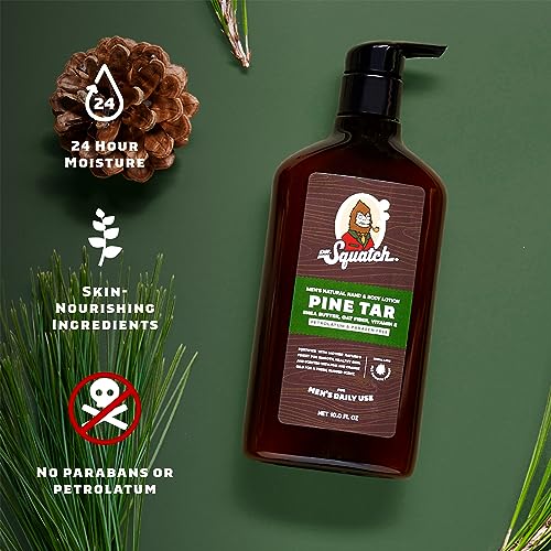 Loção Natural para Homens – Hidratante Não Oleoso 24 horas – Com Manteiga de Karité, Óleo de Coco e Vitamina E – Tar de Pinho e Frescor – 100g - Dr. Squatch