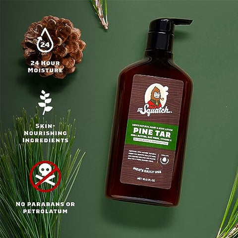 Loção Natural para Homens – Hidratante Não Oleoso 24 horas – Com Manteiga de Karité, Óleo de Coco e Vitamina E – Tar de Pinho e Frescor – 100g - Dr. Squatch
