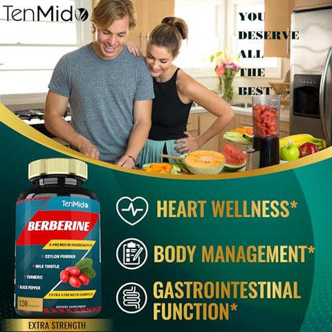 Tenmido - Berberine Extract Capsules 4250mg – 4 Meses de Fornecimento