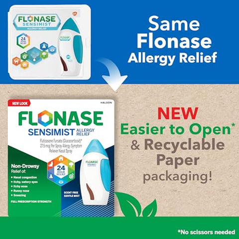 Sensimist Spray Nasal para Alívio de Alergia sem Sonolência, 24 Horas de Alívio Multissintomas – 120 Pulverizações - Flonase