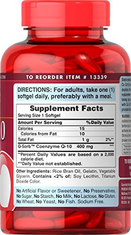 Puritan's Pride - Puritan’s Pride Q-Sorb CoQ10 Softgel, 400 mg, 120 cápsulas – Compre Agora!