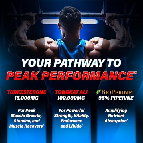 Old School Labs - Turkesterone 15,000mg [Potência Máxima] BioPerine® para Alta Absorção com Tongkat Ali – Aumente o Crescimento Muscular Magro