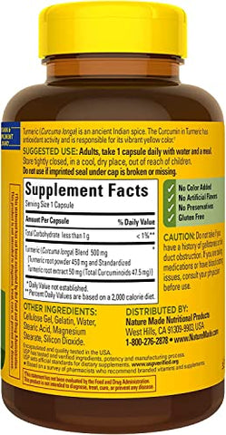 Adventure Home - Nature Made Curcumin 500 mg – Antioxidante Natural, 180 Cápsulas, Guia Completo de Vitaminas e Suplementos