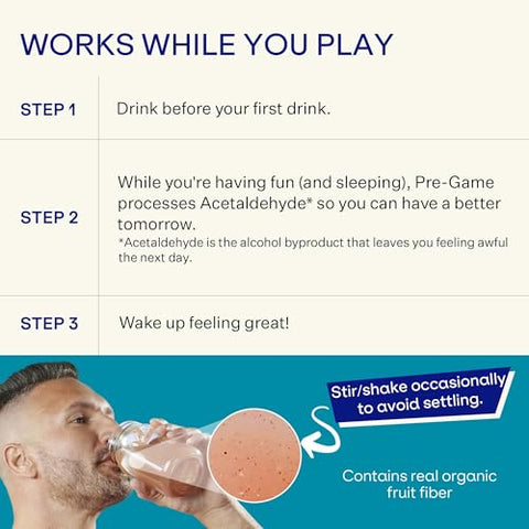 Pre-Game – Suplemento Pré-Jogo para Beber, Pacotes de Pó de Eletrólitos, Pacotes de Hidratação, Suporte Hepático Pré-Álcool com Gengibre, Cisteína, Cardo de Leite, Pó Sem Açúcar - Blueshift
