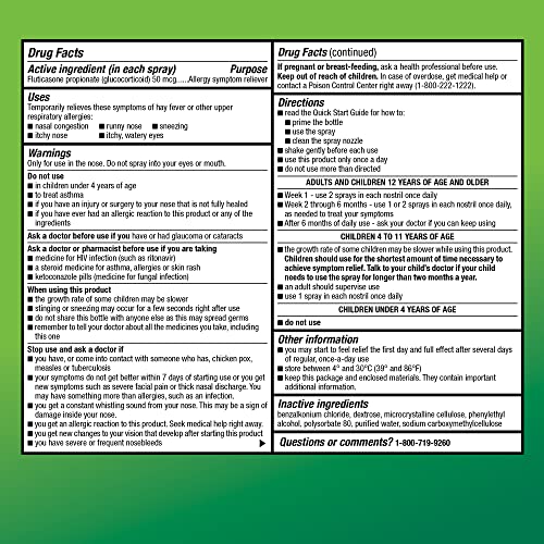 Spray Nasal de Fluticasona Propionato para Crianças, Medicamento para Alergia, 11 ml (1 unidade) - Amazon Basic Care