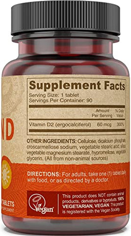Vegan Vitamina D2 60 mcg 2400 UI, Suplemento de Ergocalciferol sem Ingredientes de Origem Animal, 90 Comprimidos (Pacote com 3) – Deva Vegan Vitamin D2 60 mcg 2400 UI, Ergocalciferol, 90 Comprimidos (Pacote com 3) - DEVA