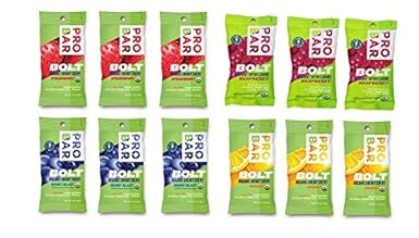 Bolt Energy Chews Orgânicos Sabor Laranja, Framboesa, Morango, Explosão de Frutas Vermelhas – Três de Cada, Caixa com 12 – Probar Bolt - Probar