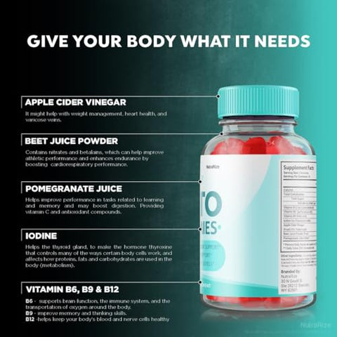 NutraRize - Keto Purity Gummies – Gomitas Keto Purity Avançado para Perda de Peso, Gomitas Keto Purity ACV, Suplemento Alimentar de Máxima Potência, Goma Keto ACV, Avaliações das Gomitas KetoPurity (60…)